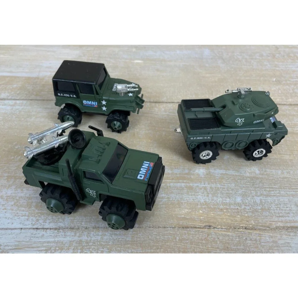 Vintage 1981 Set of 3 LJN Rough Riders 4x4 OMNI Force US Military Trucks *READ